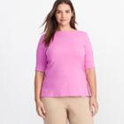 Ralph Lauren Lauren Woman Stretch Cotton Boatneck Tee Pink