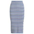 Ralph Lauren Striped Silk Pencil Skirt Cream/french Blue