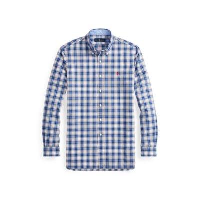 Ralph Lauren Classic Fit Plaid Cotton Shirt Royal Blue/canary Multi L Tall
