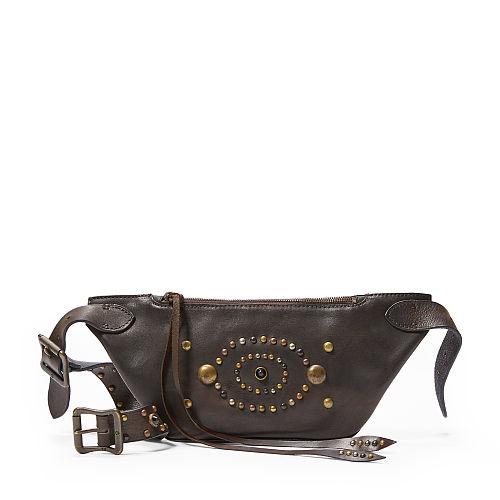 Ralph Lauren Studded Leather Belt Bag Dark Brown