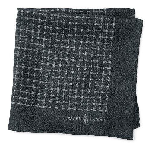 Polo Ralph Lauren Checked Linen Pocket Square Grey