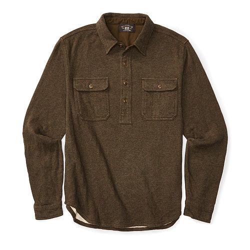 Ralph Lauren Rrl Cotton-wool Workshirt Olive Heather
