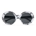 Ralph Lauren Round Pinstriped Sunglasses White Pinstripe