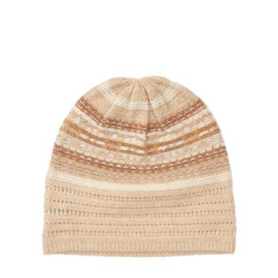Ralph Lauren Striped Fair Isle Slouchy Hat Camel Tonal