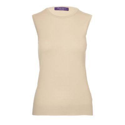 Ralph Lauren Cashmere Sleeveless Sweater Sand