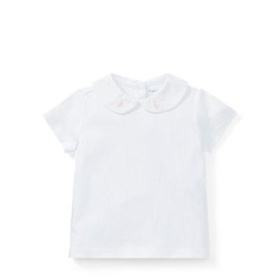 Ralph Lauren Bunny Collar Cotton Top White 18m
