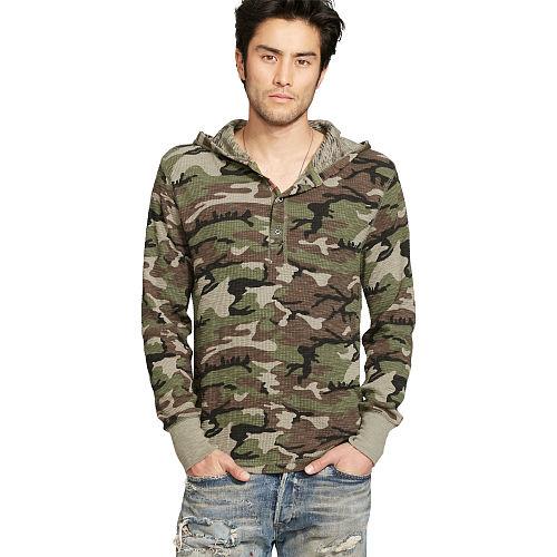 Ralph Lauren Denim & Supply Waffle-knit Hooded Henley Deep Forest