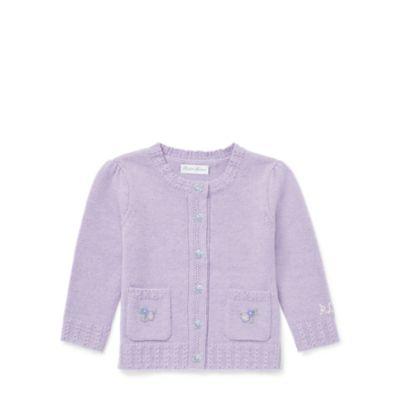 Ralph Lauren Embroidered Wool Cardigan Violet Heather 3m