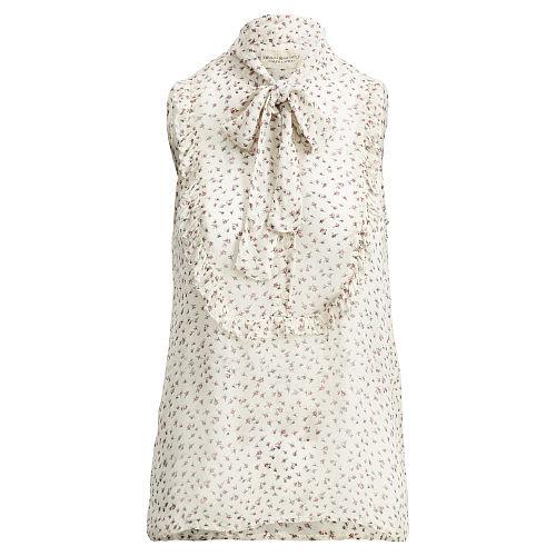 Ralph Lauren Denim & Supply Floral-print Tie-neck Blouse Cream Floral