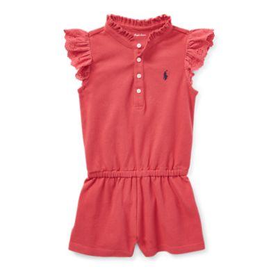 Ralph Lauren Cotton Flutter-sleeve Romper Nantucket Red 9m