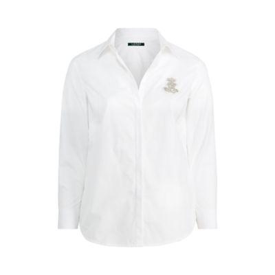 Ralph Lauren Rhinestone Poplin Shirt White