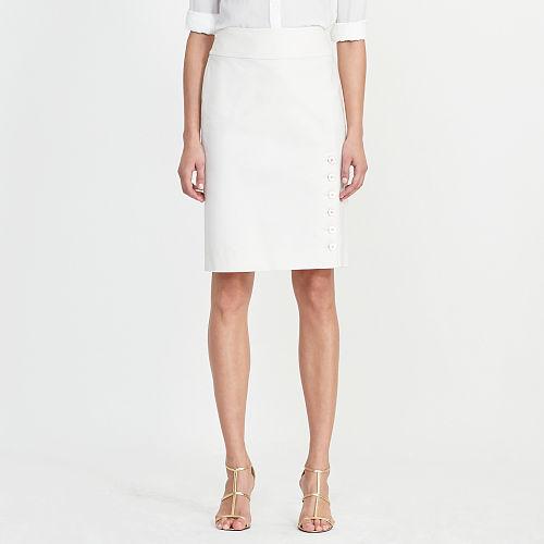 Ralph Lauren Lauren Button-placket Pencil Skirt Antique Ivory