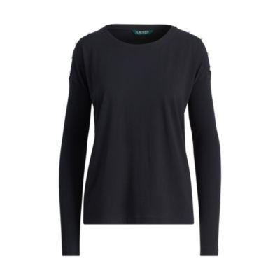 Ralph Lauren Button-trim Cotton Top Polo Black