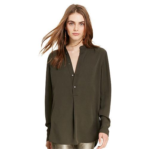 Polo Ralph Lauren Silk Contrast-yoke Shirt Carbon Graphite