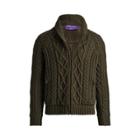 Ralph Lauren Rlx Cable-knit Hybrid Jacket Dark Olivewood