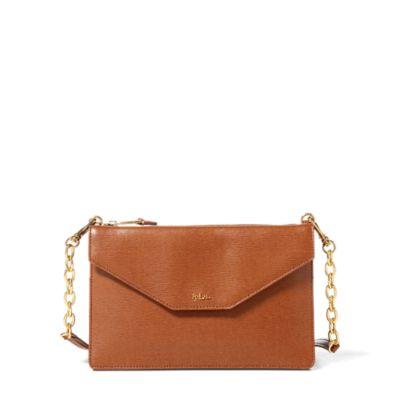 Ralph Lauren Saffiano Erika Crossbody Bag Lauren Tan