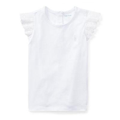 Ralph Lauren Eyelet Flutter-sleeve T-shirt White 9m