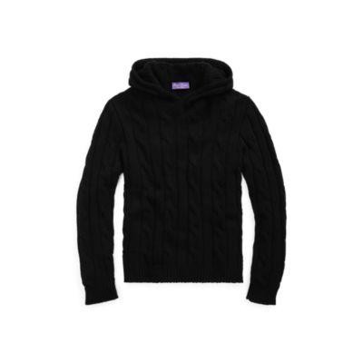Ralph Lauren Cable-knit Cashmere Hoodie Classic Black