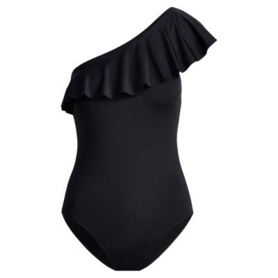 Ralph Lauren Ruffled One-shoulder One-piece Black