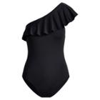Ralph Lauren Ruffled One-shoulder One-piece Black