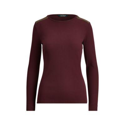 Ralph Lauren Zip-shoulder Cotton Top Red Sangria