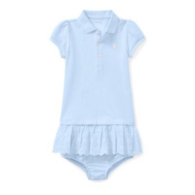 Ralph Lauren Eyelet Polo Dress & Bloomer Elite Blue 3m