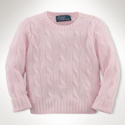 Ralph Lauren Cable-knit Cashmere Sweater Morning Pink 24m