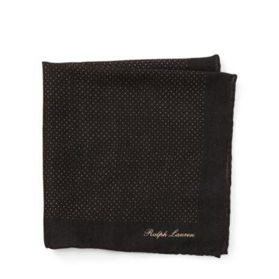 Ralph Lauren Pin Dot Cashmere Pocket Square Black
