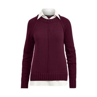 Ralph Lauren Layered Cotton-blend Sweater Red Sangria
