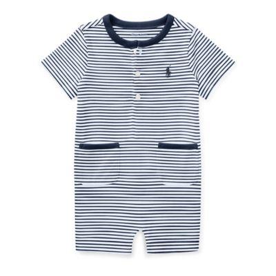 Ralph Lauren Striped Cotton Jersey Shortall Summer Navy/white 6m