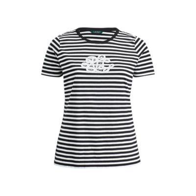 Ralph Lauren Monogram Striped T-shirt Polo Black/soft White