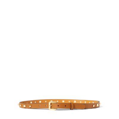 Ralph Lauren Dryden Studded Leather Belt Field Brown