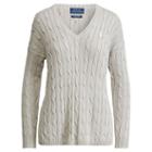 Polo Ralph Lauren Cable-knit Side-slit Sweater Oxford Grey