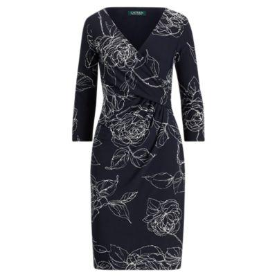 Ralph Lauren Surplice Jersey Dress Lighthouse Navy/cream 4p