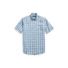 Ralph Lauren Classic Fit Plaid Linen Shirt Sky Blue/white Multi 3x Big