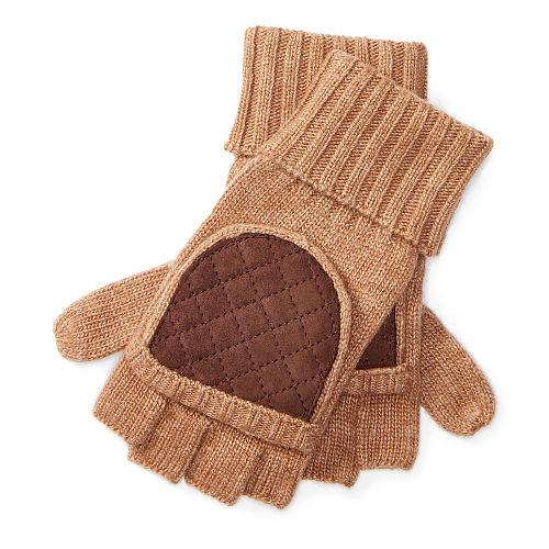 Ralph Lauren Lauren Convertible Quilted Mittens Camel Heather/coffee