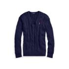 Ralph Lauren Cotton Cable V-neck Sweater Bright Navy
