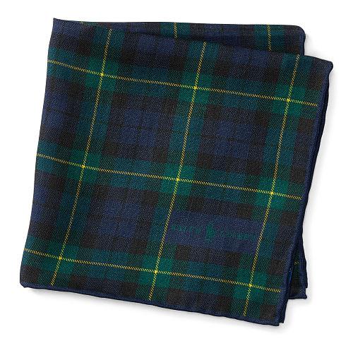 Polo Ralph Lauren Tartan Linen Pocket Square Navy/green