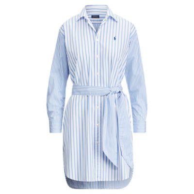 Ralph Lauren Striped Cotton Shirtdress Chopin Blue/white Stripe