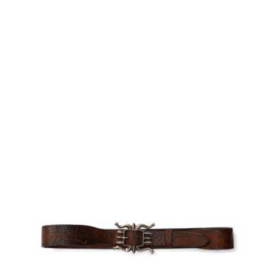 Ralph Lauren Distressed Leather Belt Tan