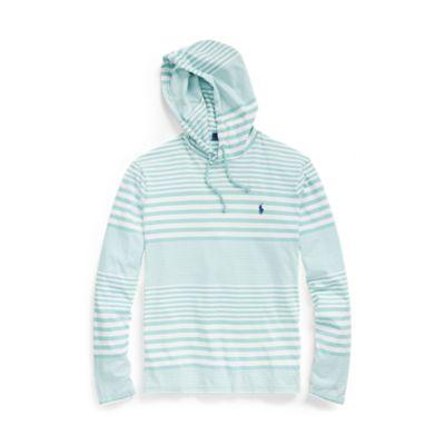 Ralph Lauren Striped Cotton Hooded T-shirt Deep Seafoam/white 2x Big