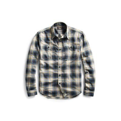 Ralph Lauren Plaid Cotton Workshirt Rl 965 Blue Black