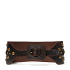 Ralph Lauren Studded Vachetta Leather Belt Dark Brown