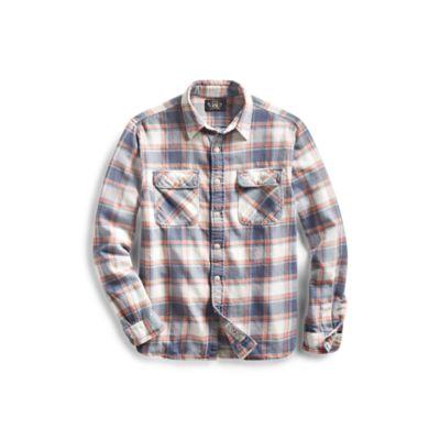 Ralph Lauren Matlock Plaid Twill Workshirt Rl 107 Cream Blue