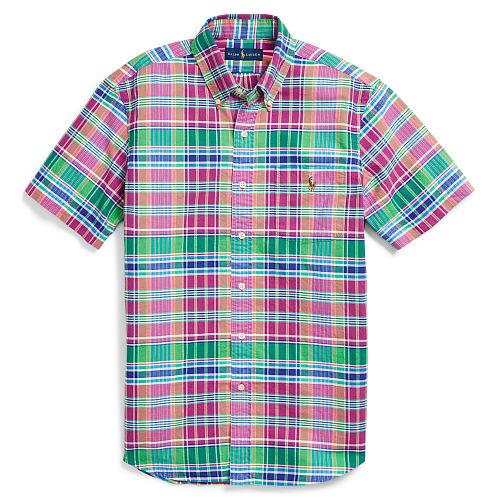 Polo Ralph Lauren Plaid Cotton Oxford Shirt Emerald/purple Multi