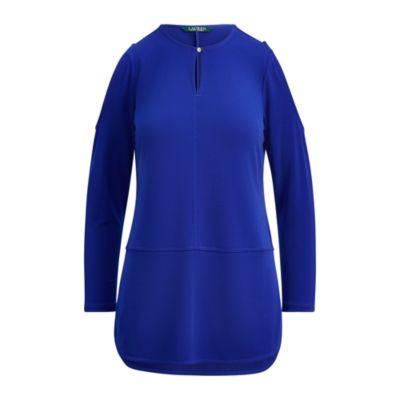 Ralph Lauren Jersey Cold-shoulder Top Empress Blue