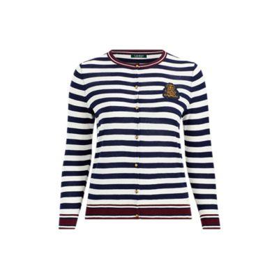 Ralph Lauren Bullion-patch Cotton Cardigan Navy/cream Multi