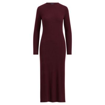 Ralph Lauren Cashmere Midi Dress Aged Wine