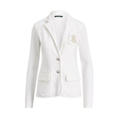 Ralph Lauren Bullion-crest Knit Blazer Soft White