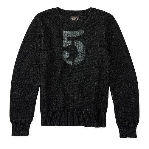 Ralph Lauren Rrl Indigo Cotton Crewneck Sweater Black